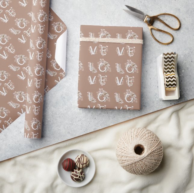 Floral LOVE Valentines Day  Wrapping Paper (Crafts)