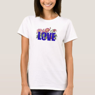 Floral LOVE Women’s White T-Shirt – Cute Casual Te