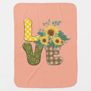 Floral Love Word  Baby Blanket