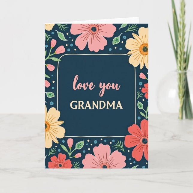 Floral Love You Grandma Card (Front)