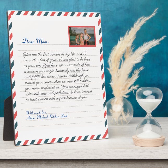 Floral Lovely handwritten love mom grandma message Plaque (Side)