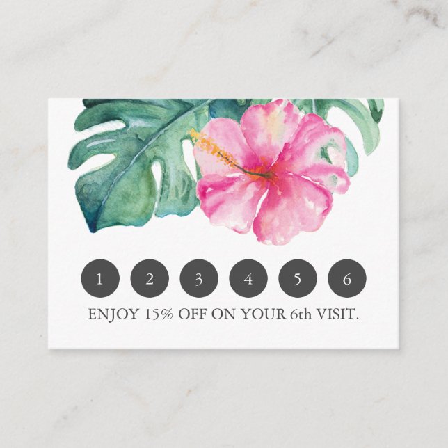 Floral Loyalty Cards for Tropical Business (Front)