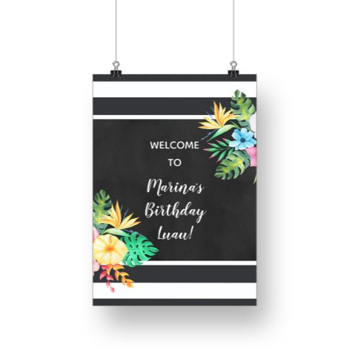 Floral Luau Party Sign