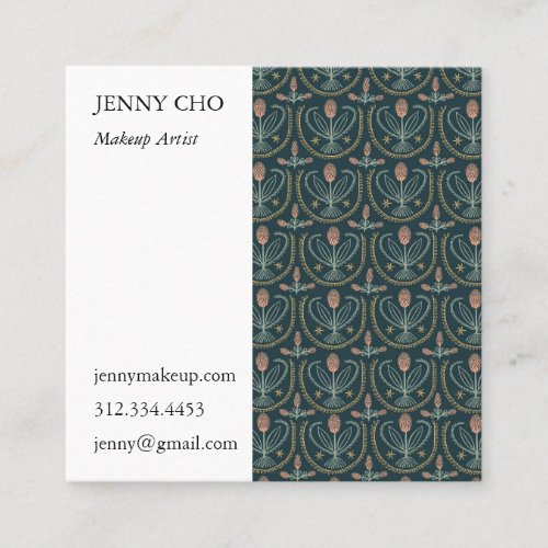 Floral Lucile Tiles Geometric Green Pink Square Business Card