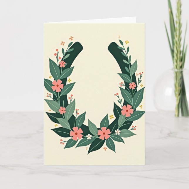Floral Lucky Horseshoe Card (Front)