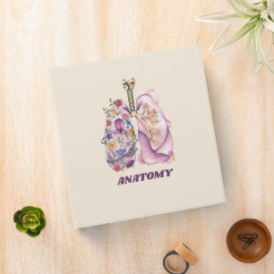 Floral Lung Anatomy Watercolor Medical Design 3 Ring Binder