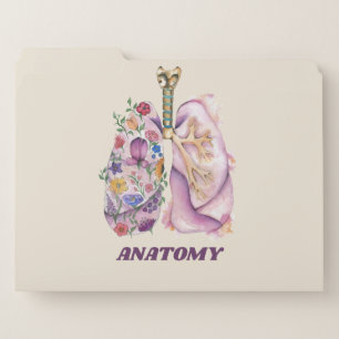 Floral Lung Anatomy Watercolor Medical Design File Folder