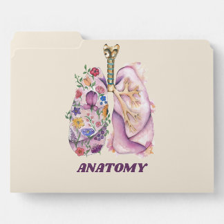 Floral Lung Anatomy Watercolor Medical Design File Folder