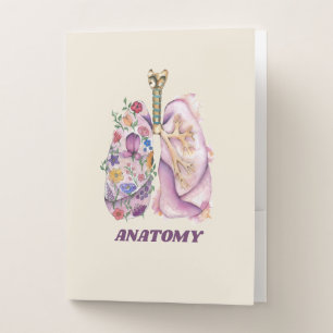 Floral Lung Anatomy Watercolor Medical Design Pocket Folder