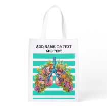 Floral Lungs - See Back Grocery Bag