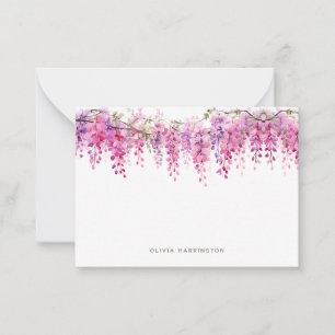Floral Lush Foliage Wisteria Watercolor Mini Note Card