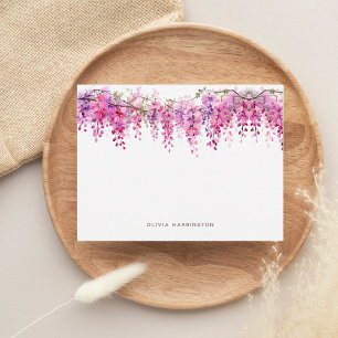 Floral Lush Foliage Wisteria Watercolor Note Card