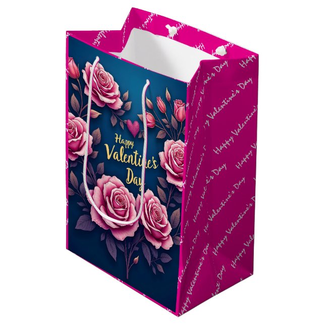 Floral Luxury Beautiful Love Popular Collection Medium Gift Bag (Front Angled)