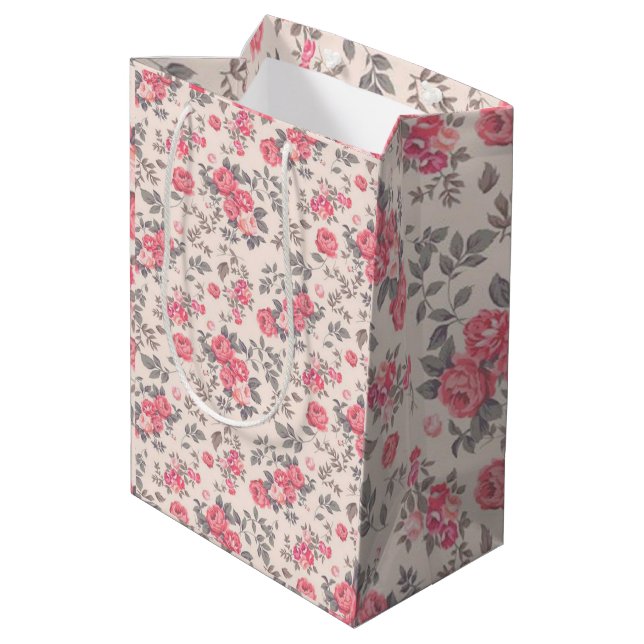Floral Luxury Medium Gift Bag (Back Angled)