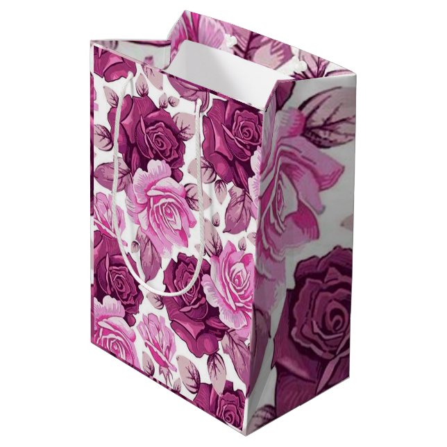 Floral Luxury Medium Gift Bag (Back Angled)