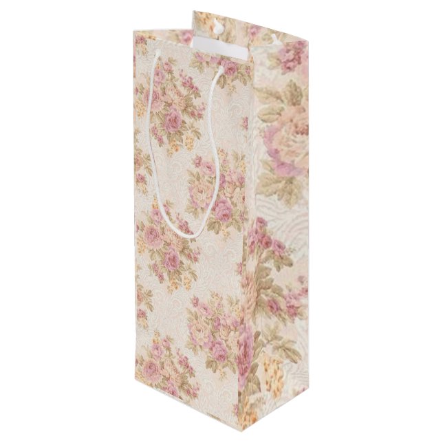 Floral Luxury Wine Gift Bag (Back Angled)