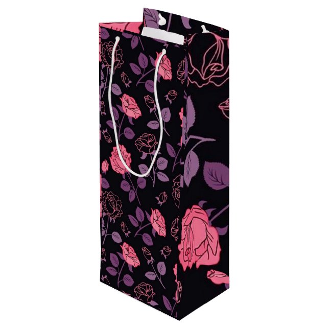 Floral Luxury Wine Gift Bag (Back Angled)