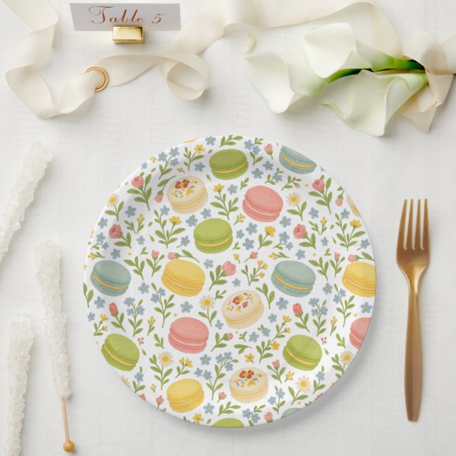 Floral Macaron Paper Plate (Wedding)
