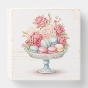 Floral Macaron Pedestal Wood Art Wooden Box Sign