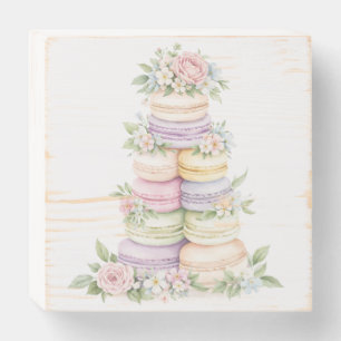 Floral Macaron Tower Watercolor Wooden Wall Art Box Sign