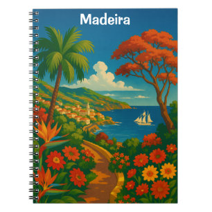 Floral Madeira Vintage Travel Art Colorful Notebook