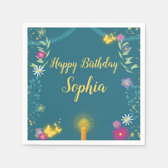 Floral Magic Candle Napkin (Front)