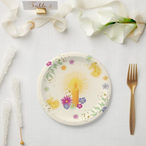 Floral Magic Candle Paper Plate