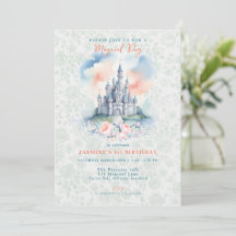 Floral Magical Princess Castle Invitation