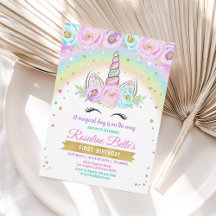 Floral Magical Rainbow Unicorn Birthday