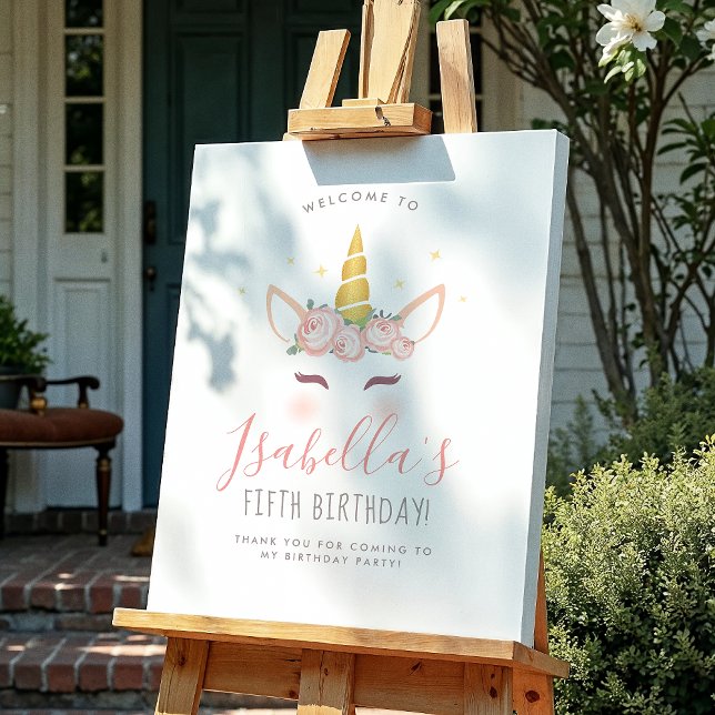 Floral Magical Unicorn Birthday Party Welcome Sign (Creator Uploaded)
