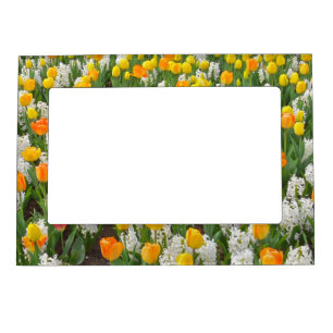 FLORAL MAGNETIC PIC.FRAME/ORANGE AND YELLOW TULIPS FRAME