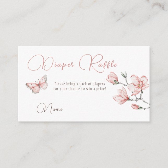 Floral Magnolia Baby Shower Diaper Raffle Game Enclosure Card (Front)