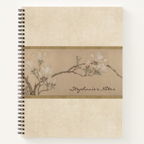 Floral Magnolia Fine Art Antique Japanese Painting Notebook