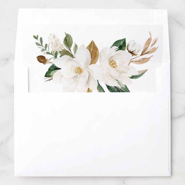 Floral Magnolia Neutral Beige Watercolor Elegant Envelope Liner (In Envelope)