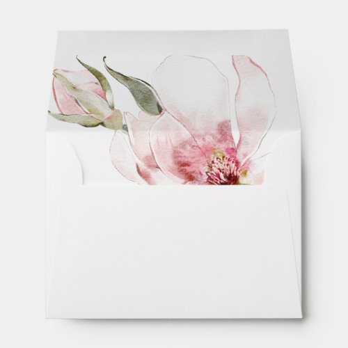 Floral Magnolia Rose Return Address Wedding Envelope