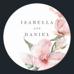 Floral Magnolia Wedding Classic Round Sticker<br><div class="desc">This is modern watercolor magnolia wedding sticker template,  that will add a touch of elegance to your wedding party decor. Matching items including invitation suite and day-off stationery also available.</div>