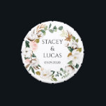 Floral Magnolia Wedding Favor Candy Tin<br><div class="desc">Magnolia and cotton watercolor floral wreath,  personalized candy favor tin. Personalize text,  customize font style,  color,  and size.</div>