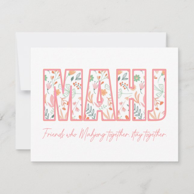 Floral Mahjong Friendship Note Card  (Front)