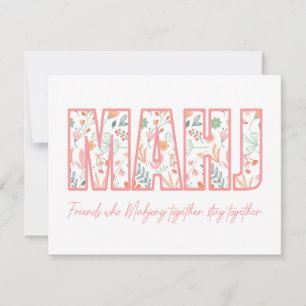 Floral Mahjong Friendship Note Card