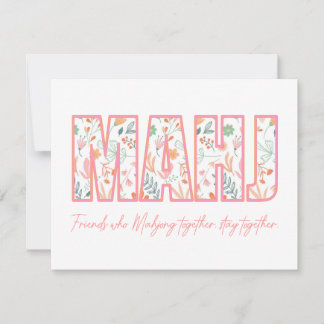 Floral Mahjong Friendship Note Card 
