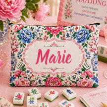 Floral Mahjong Tile Bag Personalized