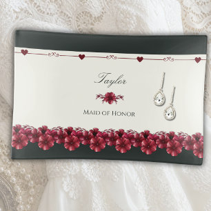 Floral Maid of Honor Gift Wedding Day Jewelry Trinket Tray