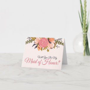 Floral Maid of Honor Request Card