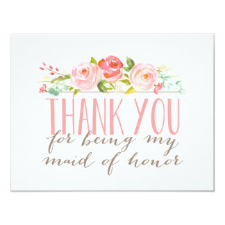 Floral Maid Of Honor Thank You Card