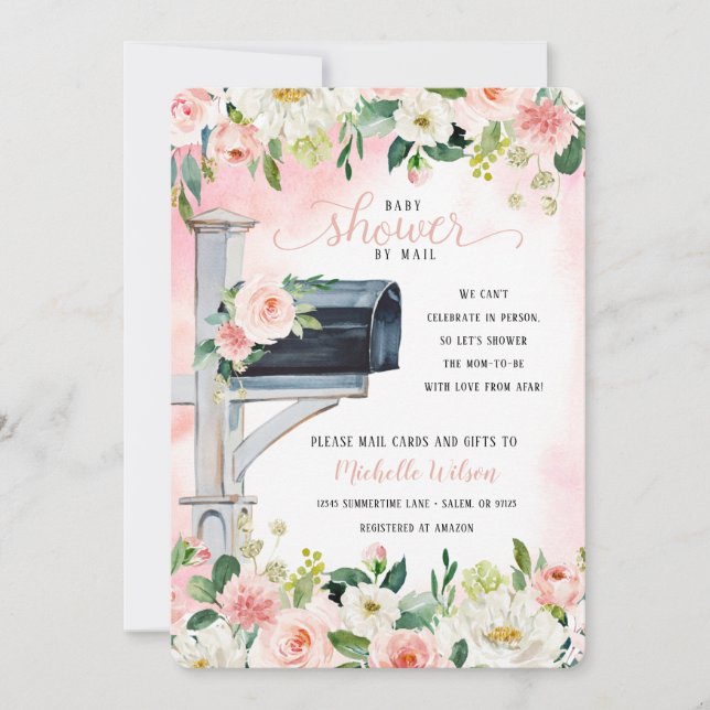 Floral Mailbox Shower By Mail | Social Distancing Invitation (Front)