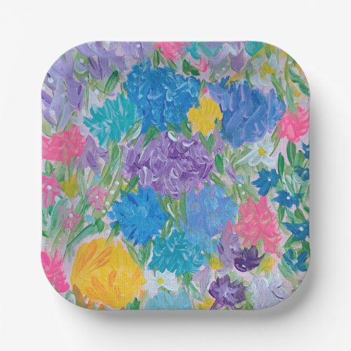 Floral Majesty 7 Square Paper Plates