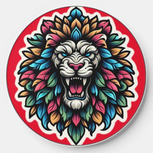 Floral Majesty Lion_Inspired Wireless Charger