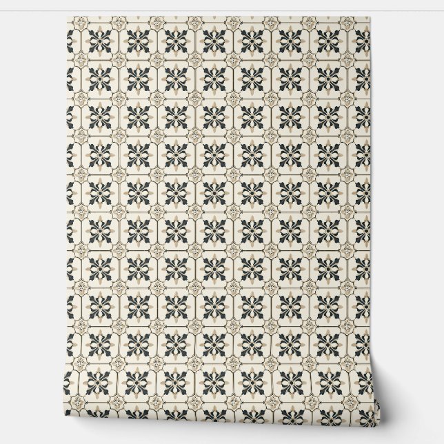 Floral Majesty Mini - Black and Gold Wallpaper (Unrolling)