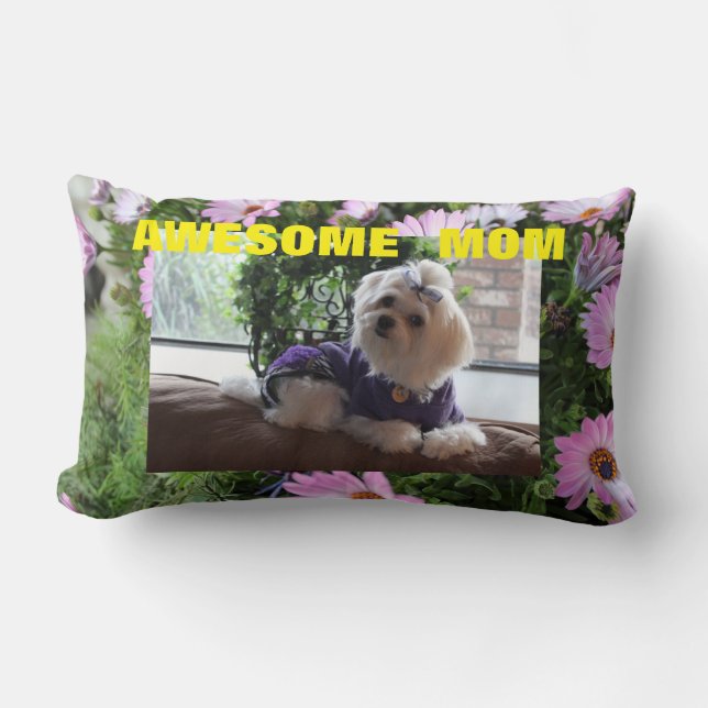 Floral Maltese Gifts Lumbar Pillow (Front)