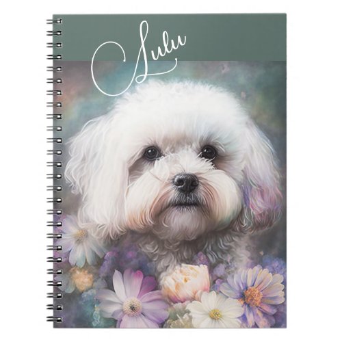 Floral Maltese Poodle Joy   Notebook